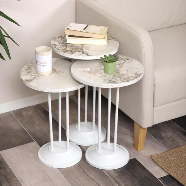 Marbella Zigon Sehpa Mdf Tabla Alt Mekanizma Demir Beyaz Renk - Image 1