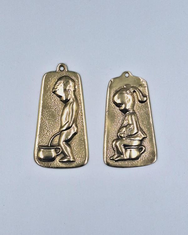 Pirinç Retro Tuvalet Simgesi - Image 1