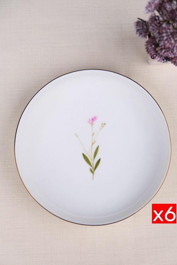 Tabak Evi Porselen Natura Çuha Altın Yaldız Çukur Tabak 18,50cm 6 lı - Image 1