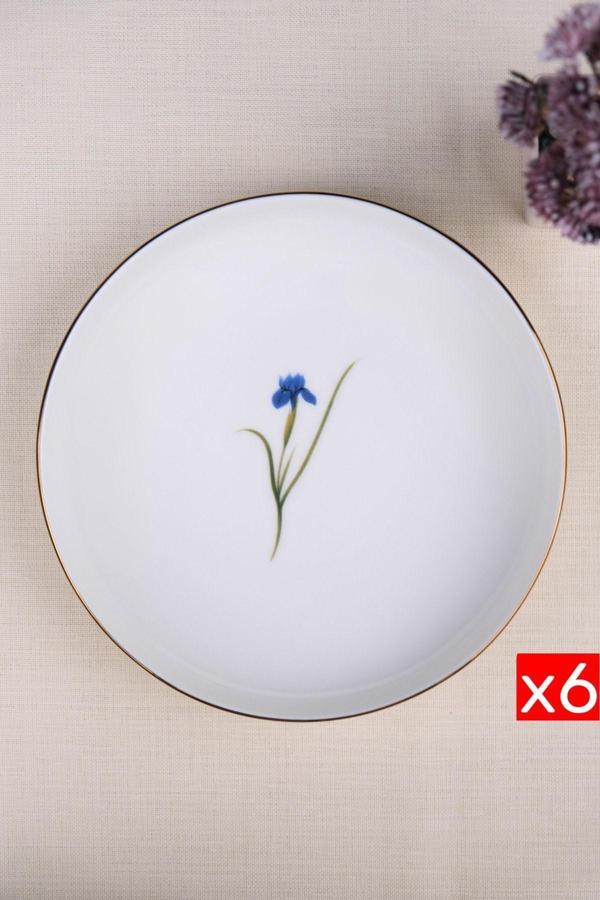 Tabak Evi Porselen Natura İris Altın Yaldız Çukur Tabak 18,50cm 6 lı - Image 1