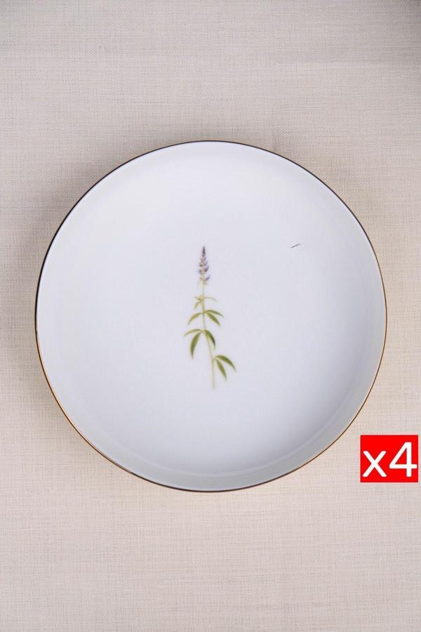 Tabak Evi Porselen Natura Salkım Altın Yaldız Çukur Tabak 18,50cm 4 lü - Image 1