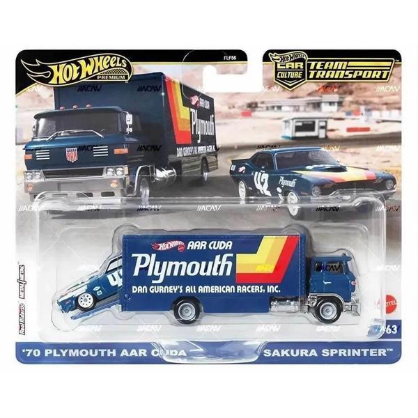 Hot Wheels Premium HRV38 Team Transport '70 Plymouth AAR Cuda / Sakura Sprinter (#63) - Image 1