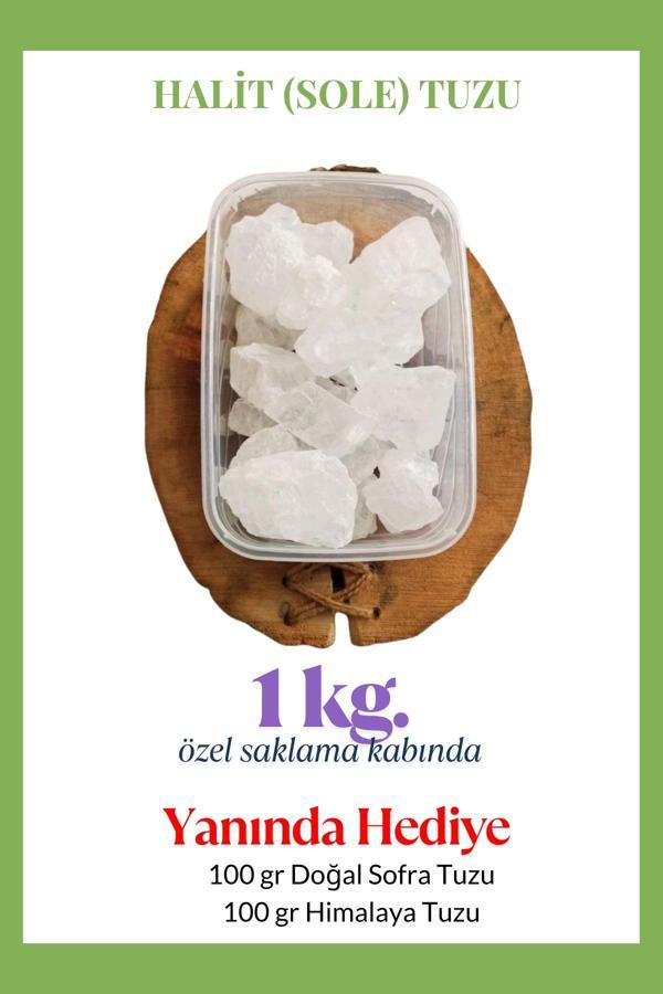 Halit Kristal Himalaya Tuzu 1 Kg. Berrak Kristal Tuz - Kristal Sole Tuzu Halit Tuz 1000 Gr. - HEDİYE - Image 1