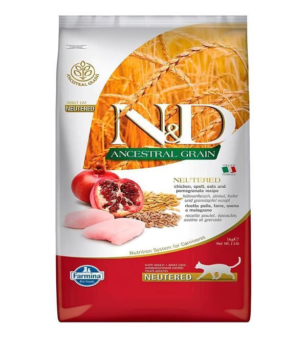 N&D Ancestral Grain Düşük Tahıllı Tavuk ve Narlı 10 Kg Kısırlaştırılmış Yetişkin Kedi Maması - Image 1