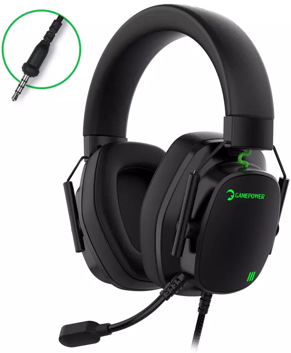 Gamepower Kai Titanium X Siyah Manyetik Pad Gaming Kulaklık (2*3.5mm Jak Dönüştürücü Kablo Hediyeli) - Image 1