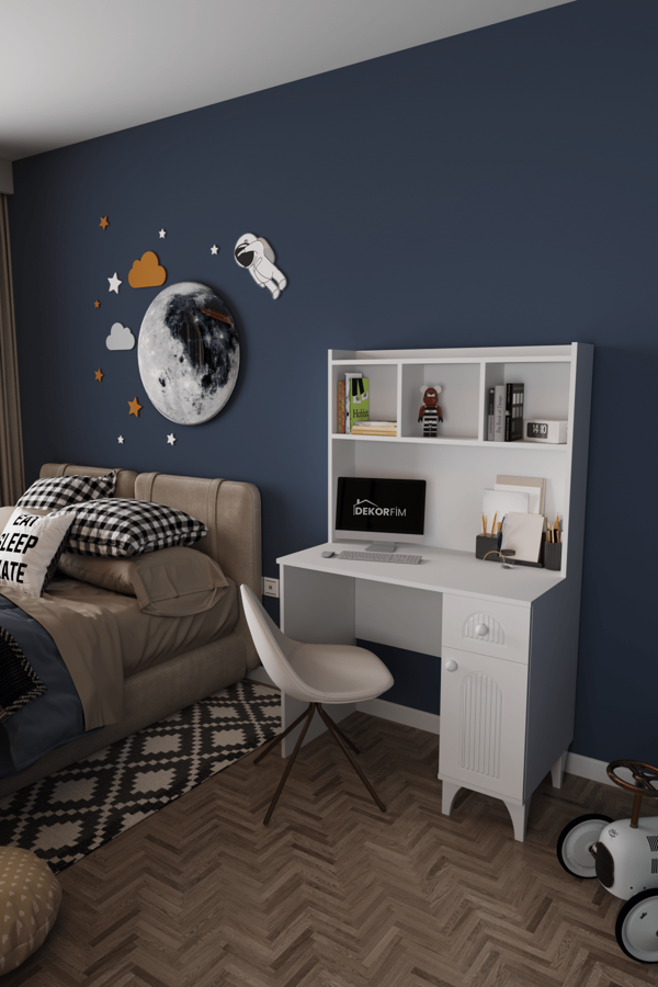 DF09105 Çekmeceli Kapaklı Kitaplıklı Çalışma Masası Bilgisayar Masası - Image 1