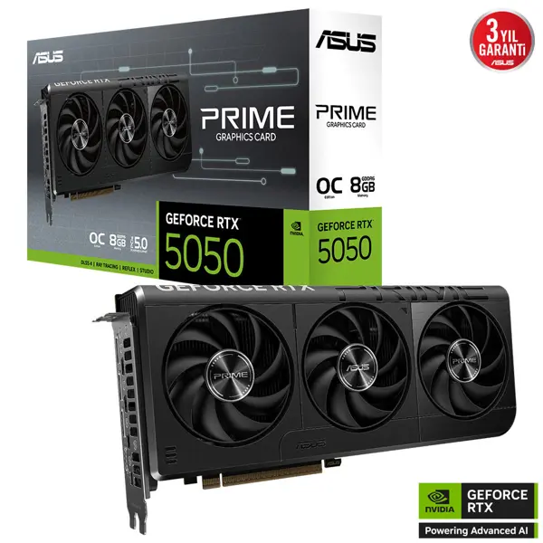 ASUS PRIME GeForce RTX 5050 8GB OC Edition PRIME-RTX5050-O8G GDDR7 128Bit Gaming (Oyuncu) Ekran Kartı - Image 1