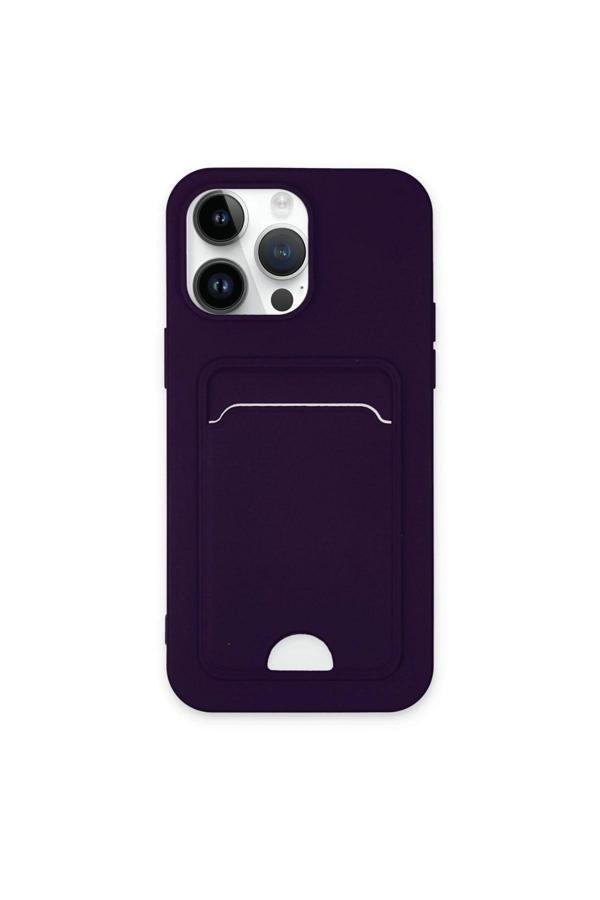 iPhone 14 Pro Kılıf Kelvin Kartvizitli Silikon - Derin Mor - Image 1