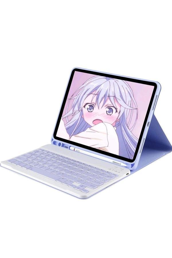 iPad 2022 10.9 (10.nesil) Kılıf KC01 Smart Klavyeli Tablet Kılıfı - Lila - Image 1