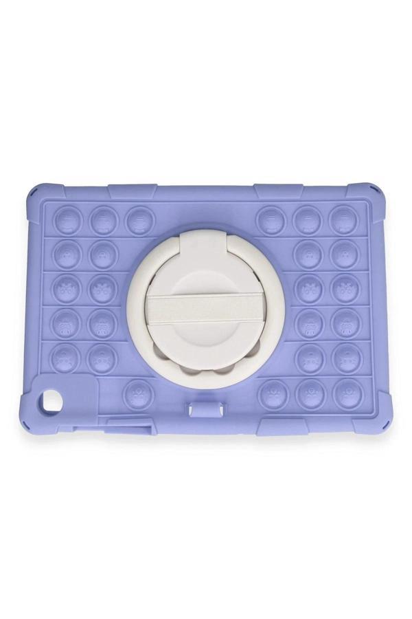 Samsung Galaxy Tab A9 Plus Kılıf Patpat El Tutma Aparatlı Standlı Tablet Silikon - Lila - Image 1