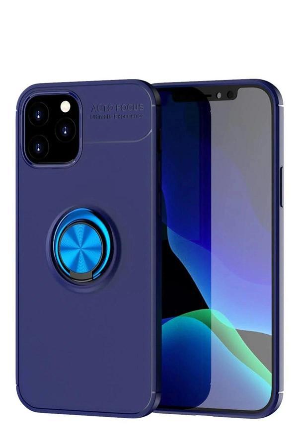 iPhone 12 Kılıf Range Yüzüklü Silikon - Mavi - Image 1