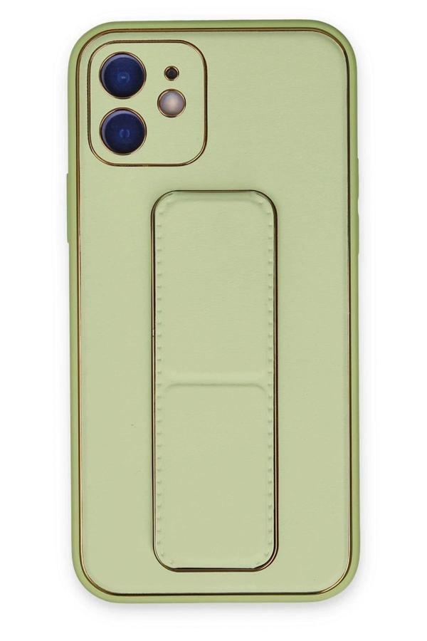 iPhone 12 Kılıf Coco Deri Standlı Kapak - Su Yeşili - Image 1