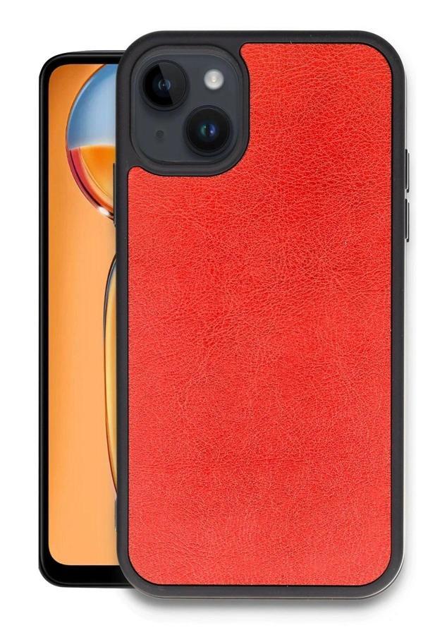 iPhone 15 Kılıf Aras Deri Kapak - Kırmızı - Image 1