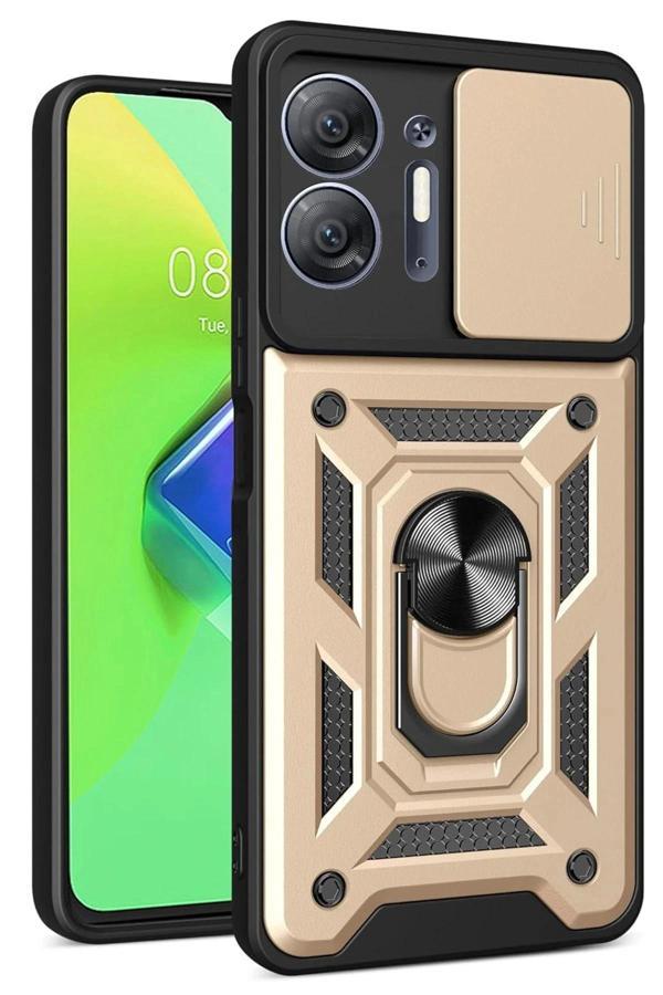İnfinix Hot 30 5G Kılıf Pars Lens Yüzüklü Silikon - Gold - Image 1