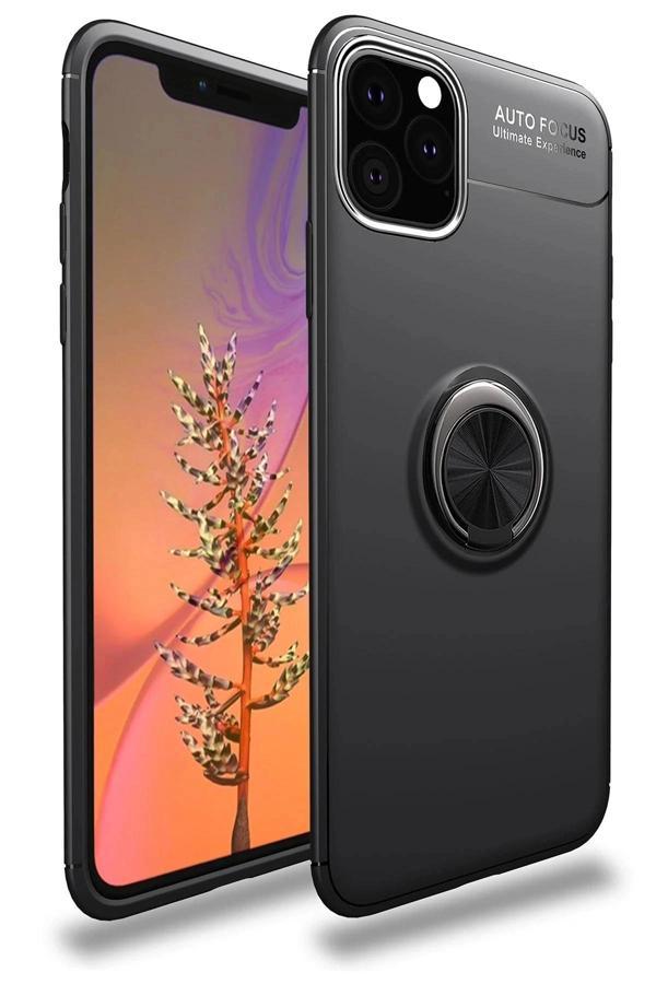 iPhone 11 Pro Kılıf Range Yüzüklü Silikon - Siyah - Image 1