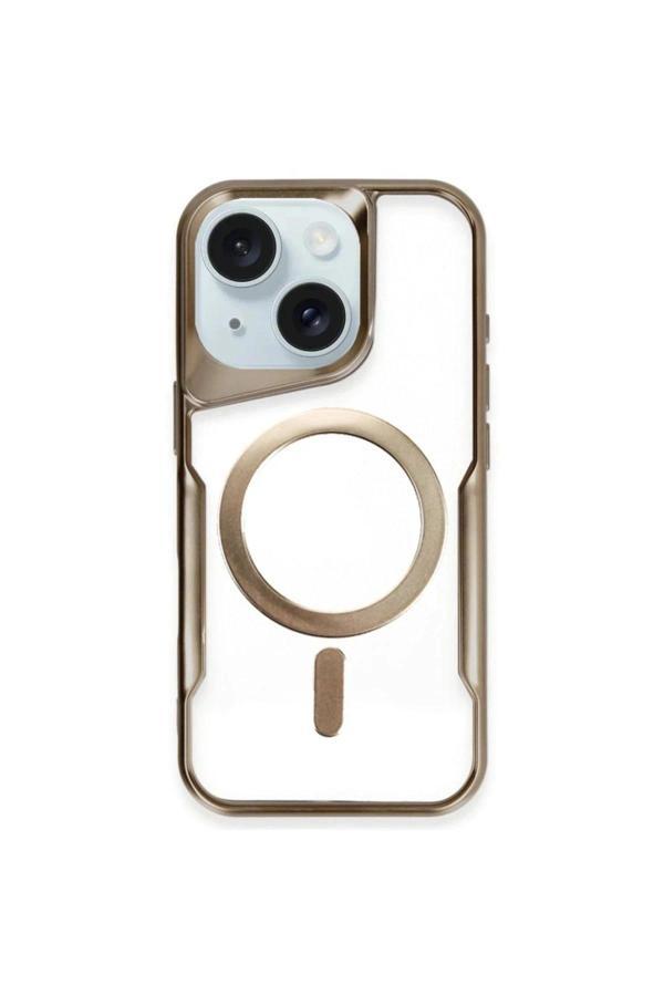 iPhone 15 Plus Kılıf Boyi Magsafe Silikon Kapak - Kahverengi - Image 1