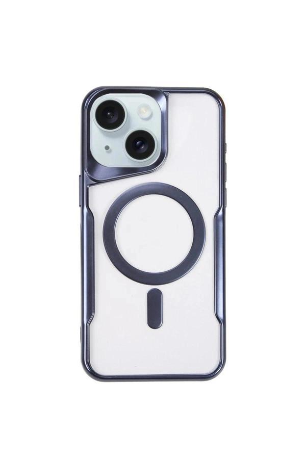 iPhone 15 Plus Kılıf Boyi Magsafe Silikon Kapak - Lacivert - Image 1