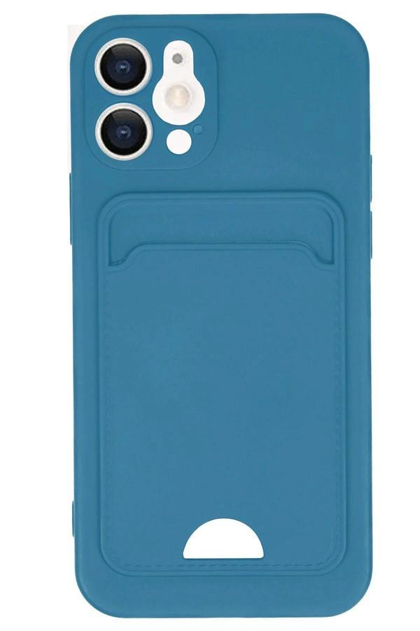 iPhone 12 Kılıf Kelvin Kartvizitli Silikon - Mavi - Image 1