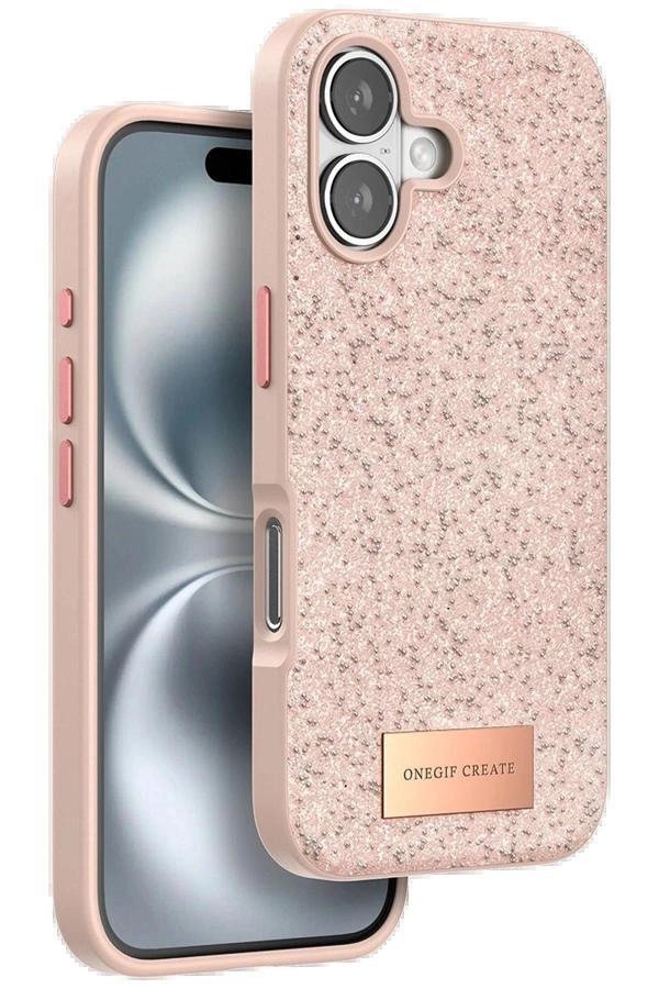 Onegif iPhone 16 Plus Bright Simli Kapak - Pembe - Image 1