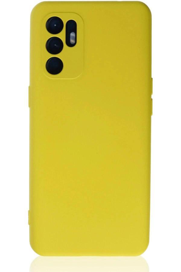Oppo Reno 6 Kılıf Nano içi Kadife Silikon - Sarı1 - Image 1