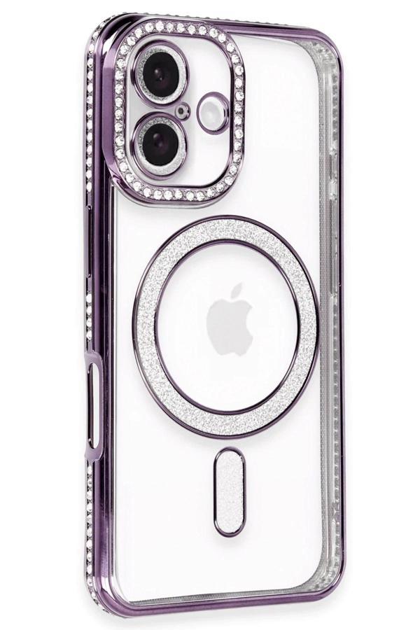 iPhone 16 Kılıf Joke Simli Magneticsafe Kılıf - Derin Mor - Image 1