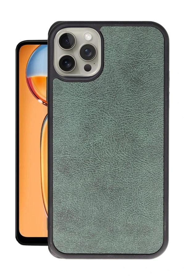iPhone 15 Pro Max Kılıf Aras Deri Kapak - Koyu Yeşil - Image 1