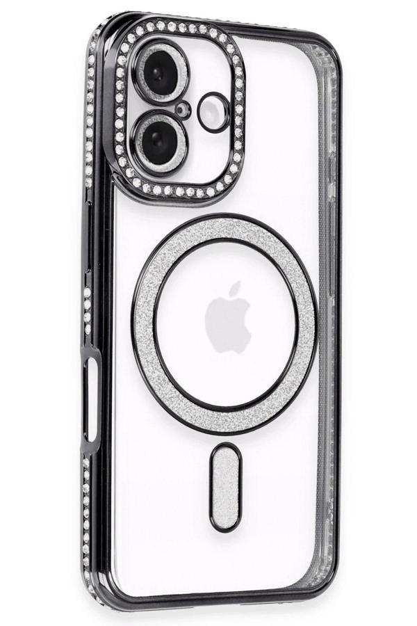 iPhone 16 Kılıf Joke Simli Magneticsafe Kılıf - Siyah - Image 1