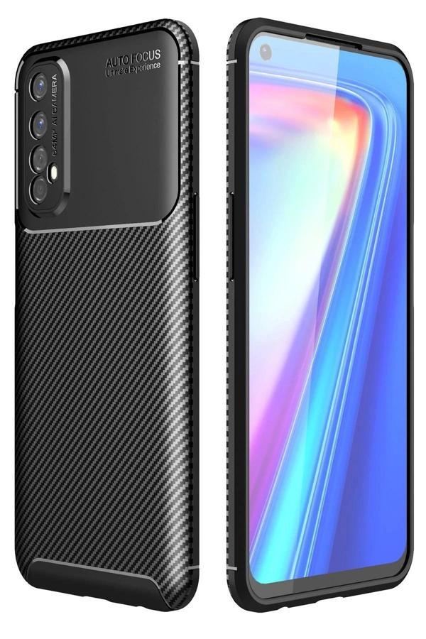 Realme 7 Kılıf Auto Focus Karbon Kapak - Siyah - Image 1