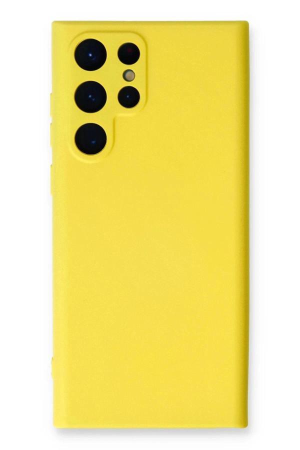 Samsung Galaxy S22 Ultra Kılıf Nano içi Kadife Silikon - Sarı - Image 1