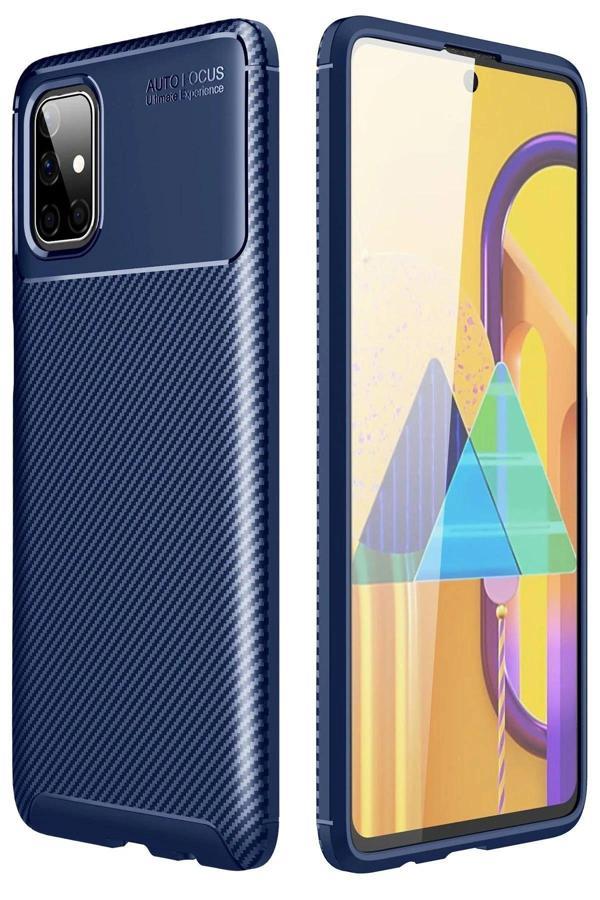 Samsung Galaxy M51 Kılıf Auto Focus Karbon Kapak - Lacivert - Image 1