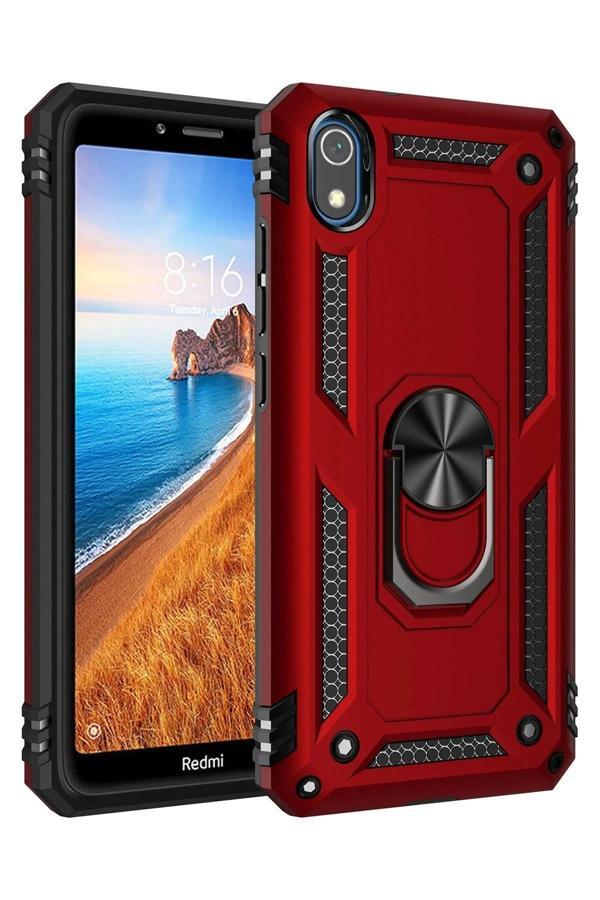 Xiaomi Redmi 7A Kılıf Sofya Yüzüklü Silikon Kapak - Kırmızı - Image 1