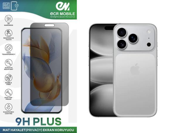 Iphone 17 Pro ile Uyumlu Ekran Koruyucu 9H Esnek Nano Kırılmayan MAT HAYALET(Privacy) - Image 1