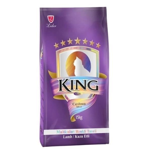 King Multicolor Renkli Taneli Kuzu Etli Yetişkin Kedi Maması 15 Kg - Image 1