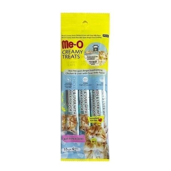 Me-O Creamy Tavuklu Ciğerli ve Keçi Sütlü Sıvı Yavru Kedi Ödül Maması 4x15 Gr - Image 1