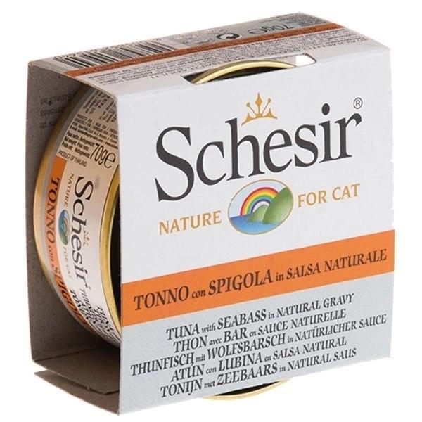 Schesir Ton Balık ve Levrekli Naturel Konserve Kedi Maması 70 Gr - Image 1