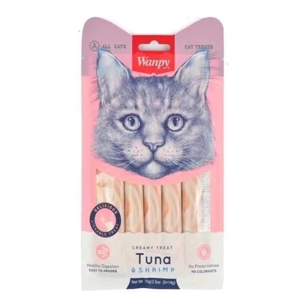 Wanpy Ton Balığı ve Karidesli Sıvı Kedi Ödül Maması 5x14 Gr - Image 1