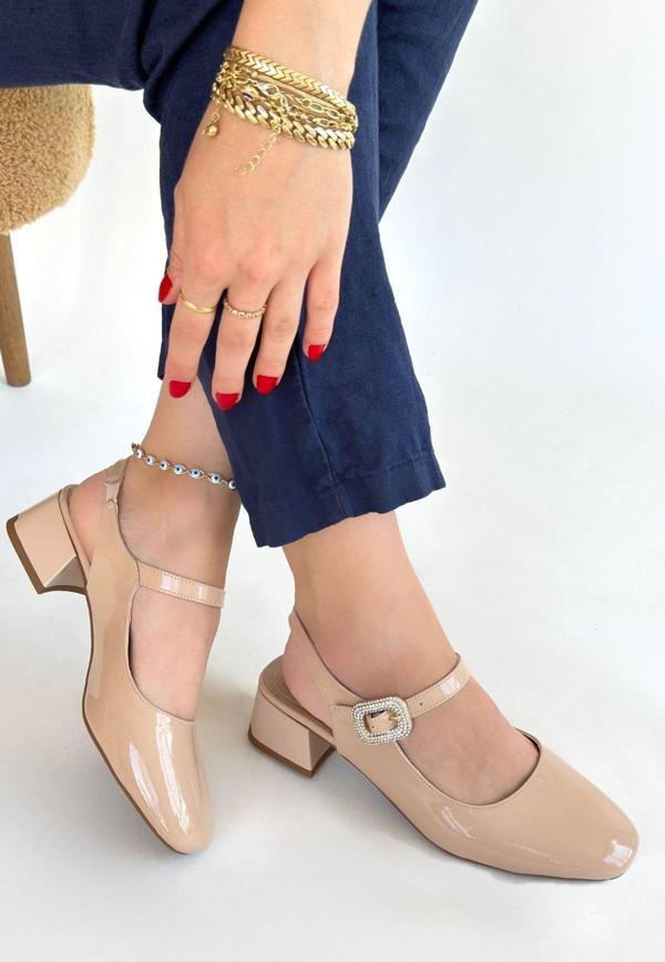 Nude Rugan Topuklu Ayakkabı - Image 1