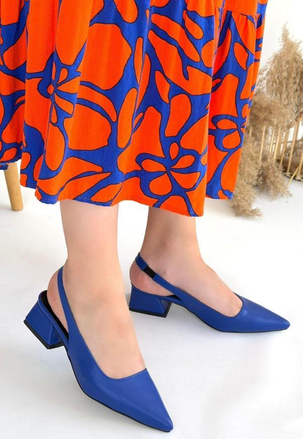 Mavi Cilt Topuklu Ayakkabı - Image 1