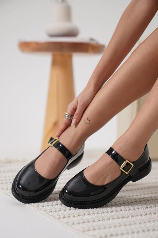 Siyah Rugan Oxford Ayakkabı - Image 1