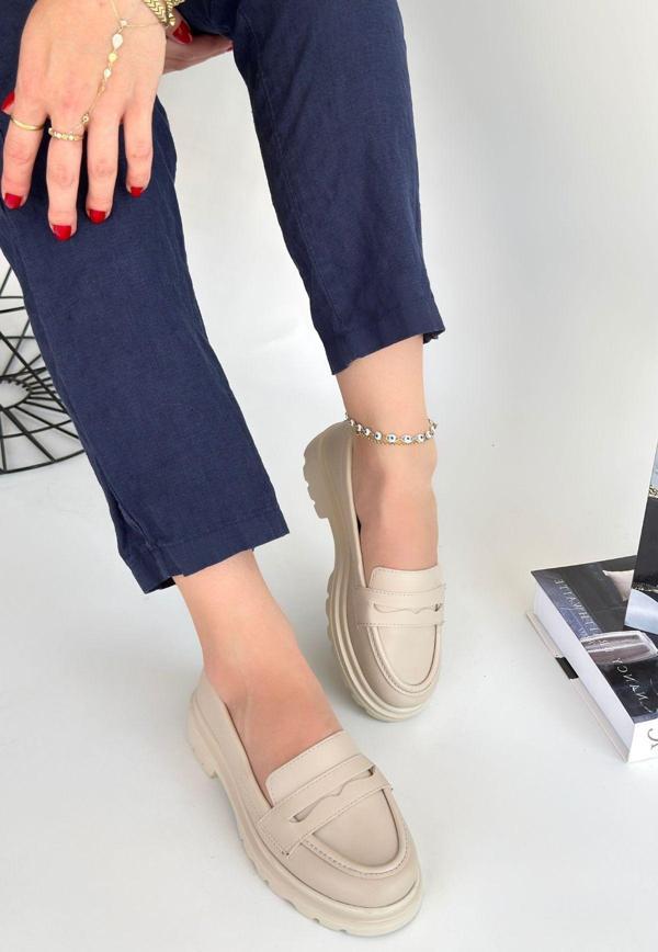 Bej Cilt Oxford Ayakkabı - Image 1