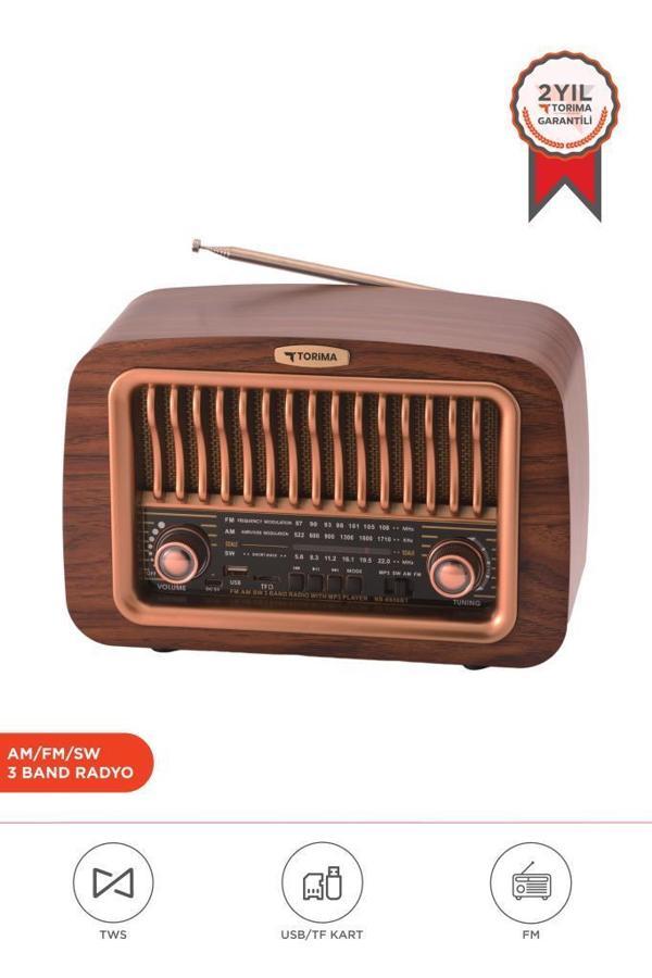 Torima D-59 Ahşap Nostalji Radyo Kablosuz Bluetooth Hoparlör - Image 1