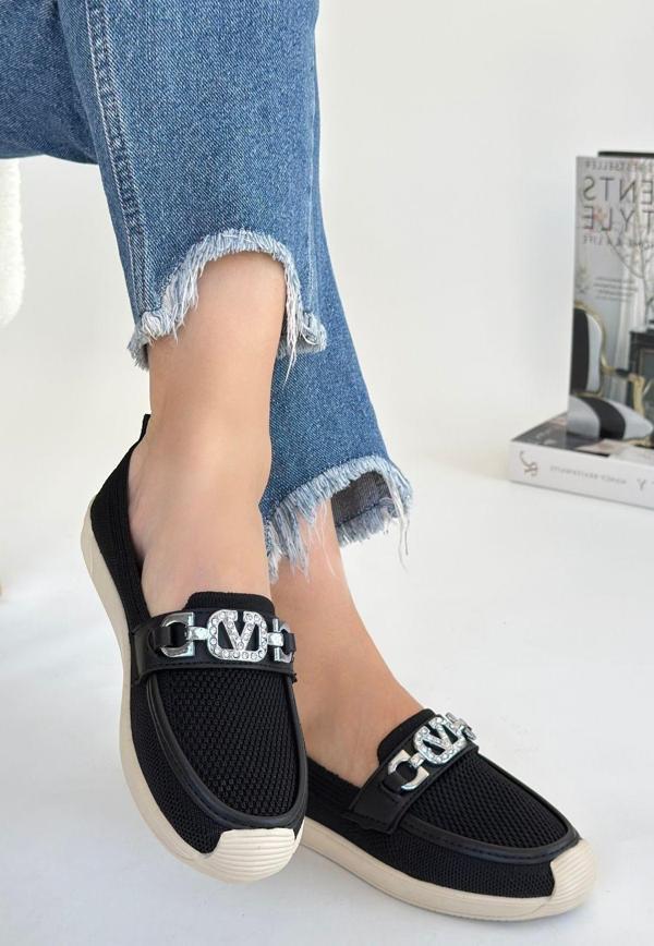 Siyah Triko Babet Ayakkabı - Image 1