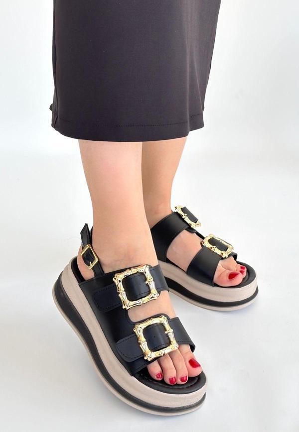 Siyah Cilt Sandalet - Image 1