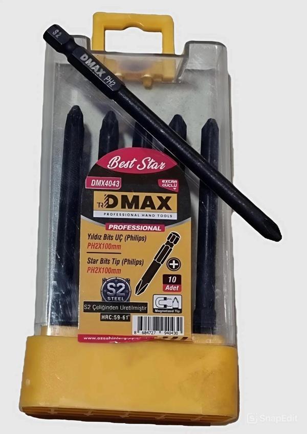 Dmax Professional Yıldız Bits Uç PH2x100mm 10lu Kutu - Image 1