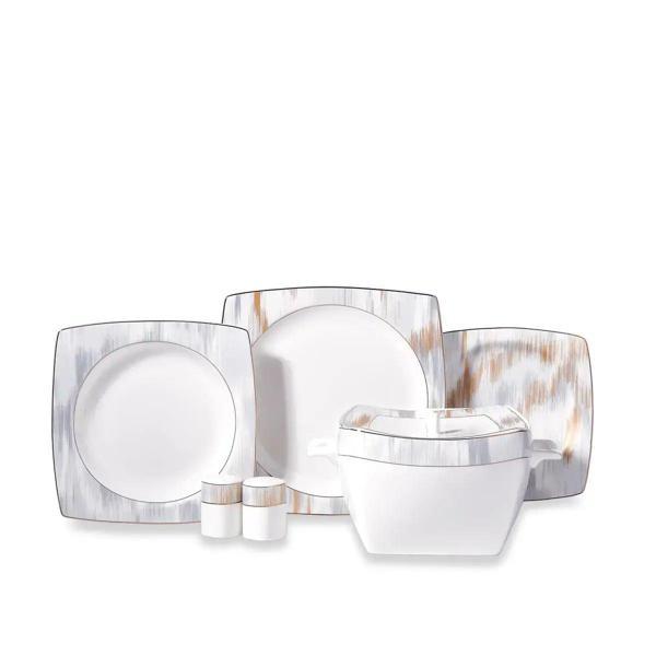 Korkmaz Bone Selection 60 Parça Kare Yemek Takımı A8467 - Image 1