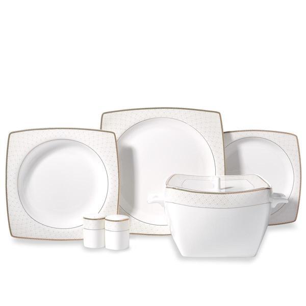 Korkmaz Bone Selection 60 Parça Kare Yemek Takımı A8466 - Image 1