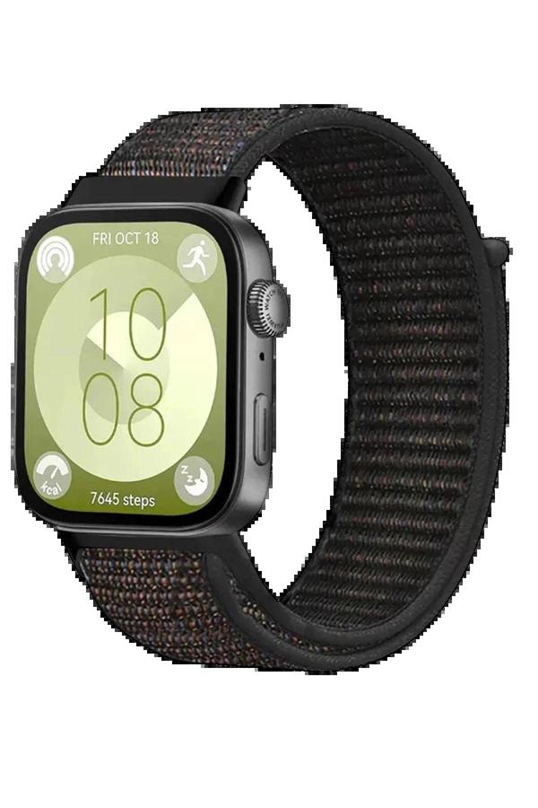 Huawei Fit 4 Hasırlı Cırtcırtlı Kordon - Siyah-(5796) - Image 1