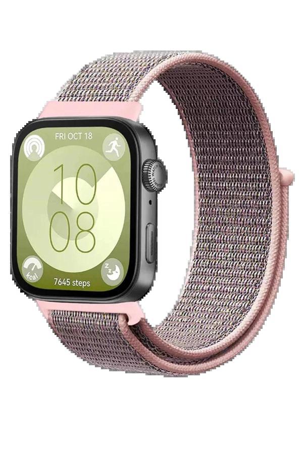 Huawei Fit 4 Hasırlı Cırtcırtlı Kordon - Pembe-(5796) - Image 1