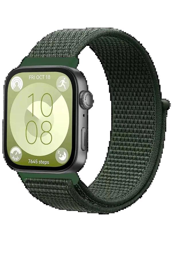Huawei Fit 4 Hasırlı Cırtcırtlı Kordon - Koyu Yeşil-(5796) - Image 1