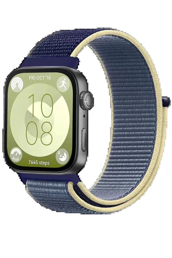 Huawei Fit 4 Hasırlı Cırtcırtlı Kordon - Sarı-Lacivert-(5796) - Image 1
